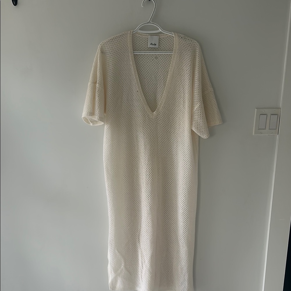 Elegant Cream Knit Swim Coverup